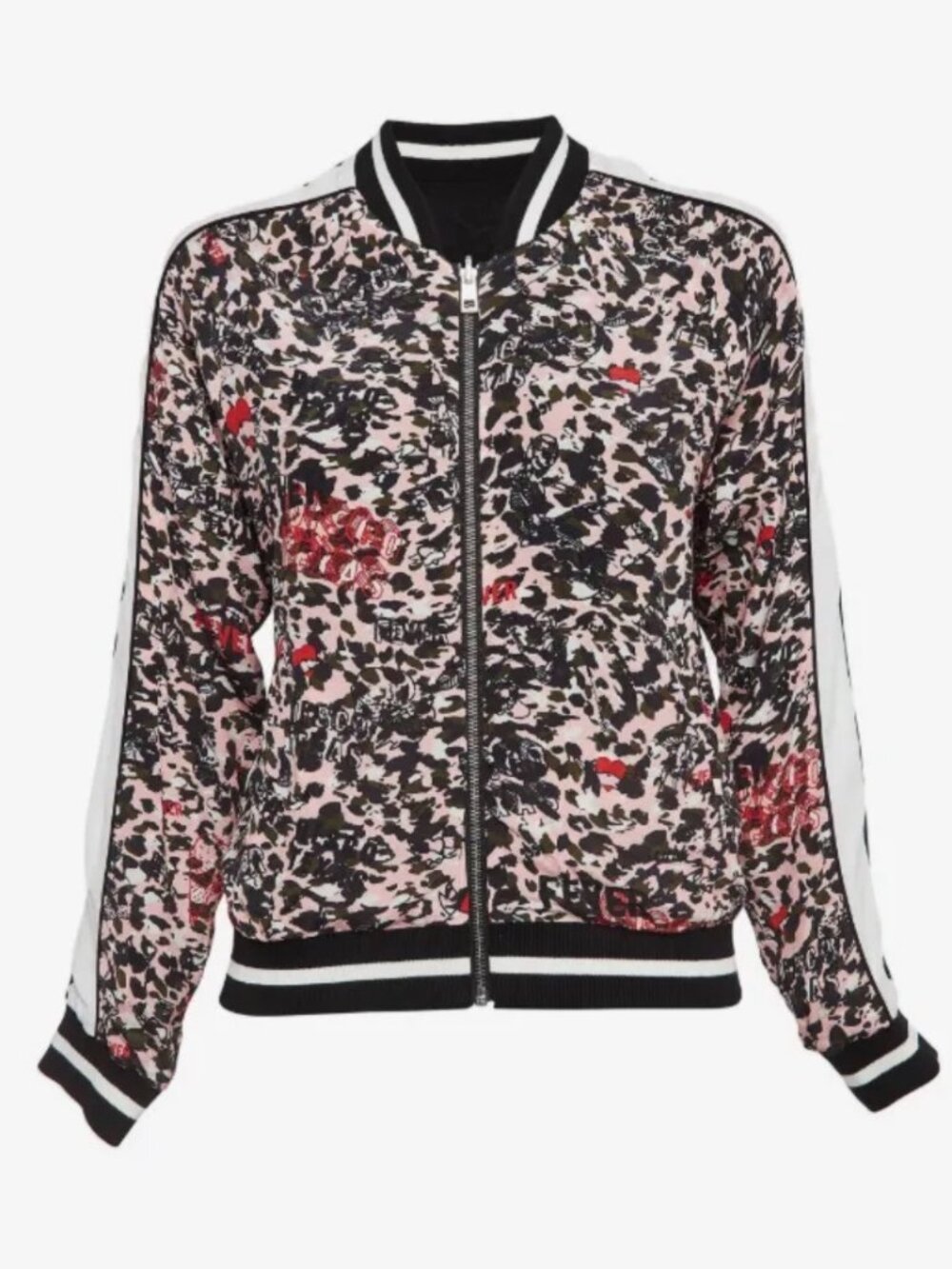 Zadig & Voltaire Billy Leo Reversible Bomber Jacket Pink Black Size M